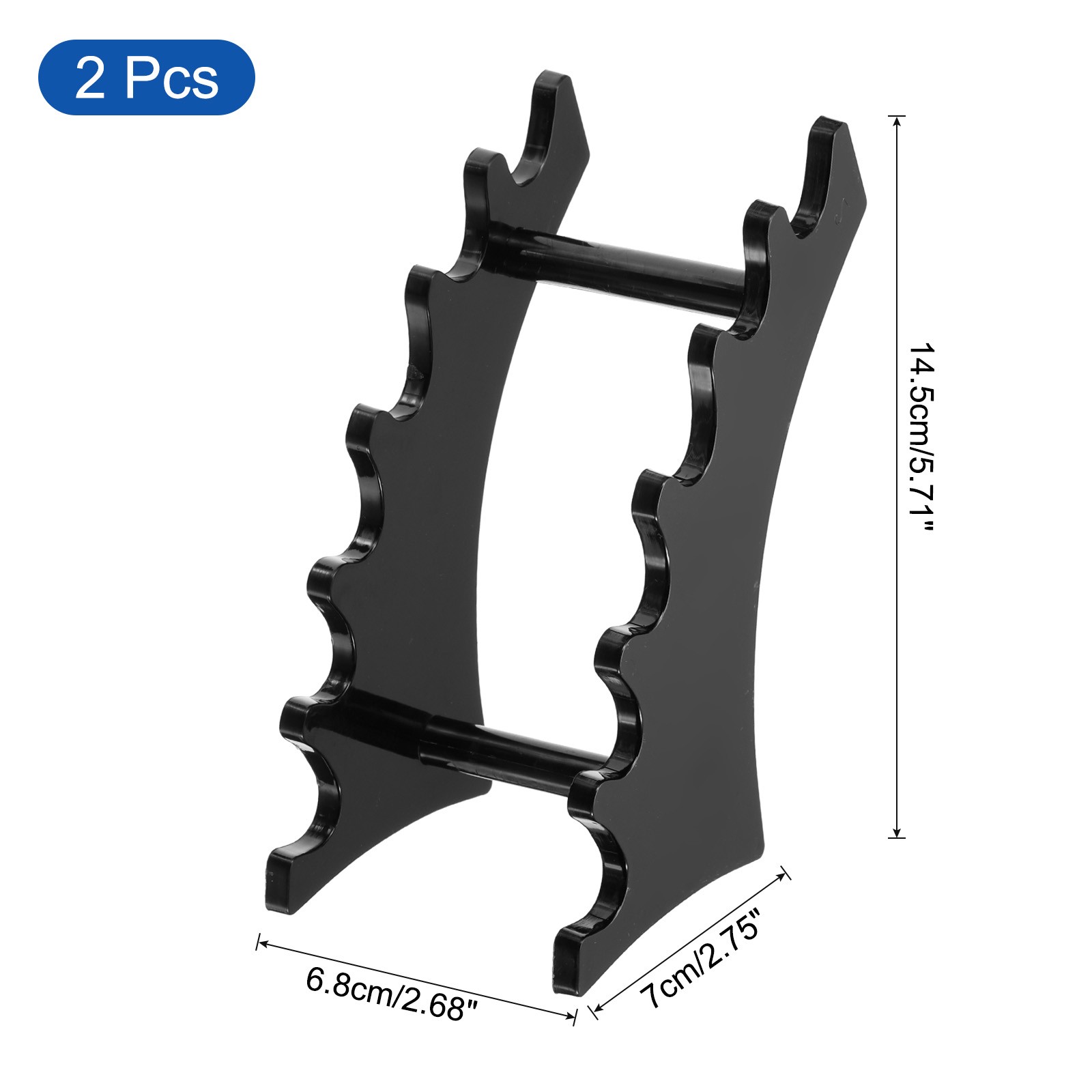 2 Pack Plastic Pen Holder 6-Slot Acrylic Pen Display Stand Horizontal Black