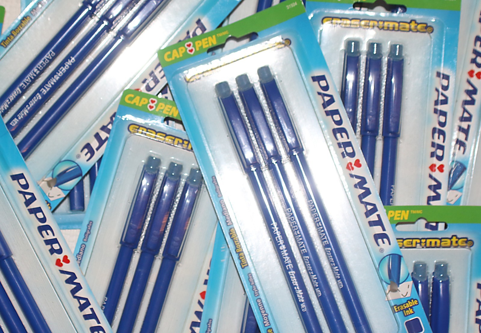 PAPER MATE Vintage Eraser Mate Blue Medium Pens 3 Pack
