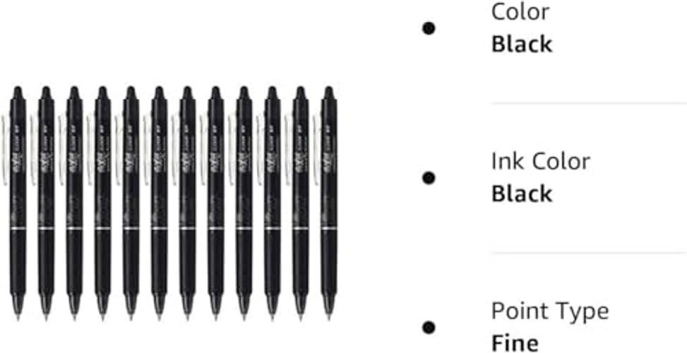 FriXion Ball Clicker Retractable Erasable Gel Pen, Fine Point, 0.7mm, Black