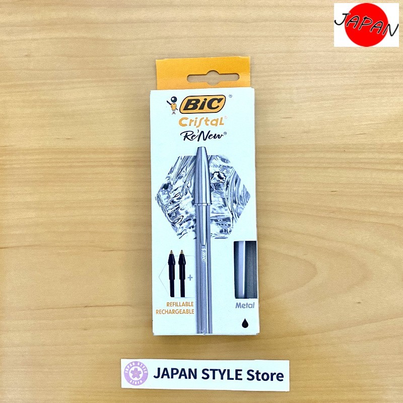 BIC Cristal Re’new Ballpoint Pen CRBLK-3P 1.0mm with 2 Refills 【DT from Japan】