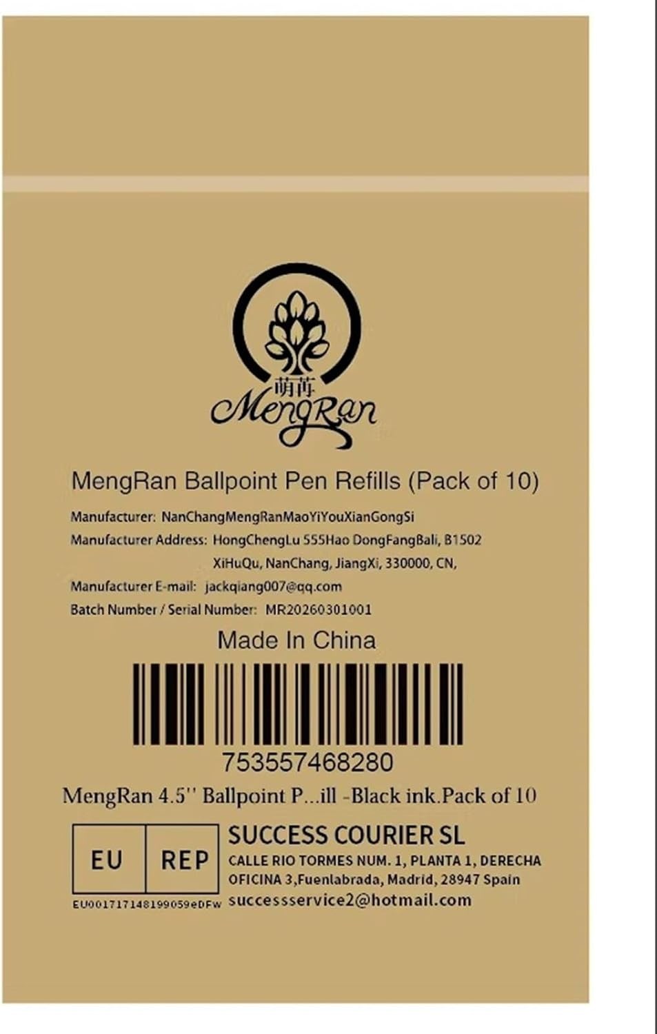 4.5» Ballpoint Ink Pen Refills for Twist Pens,Black,10Pcs | 1mm Medium Tip,