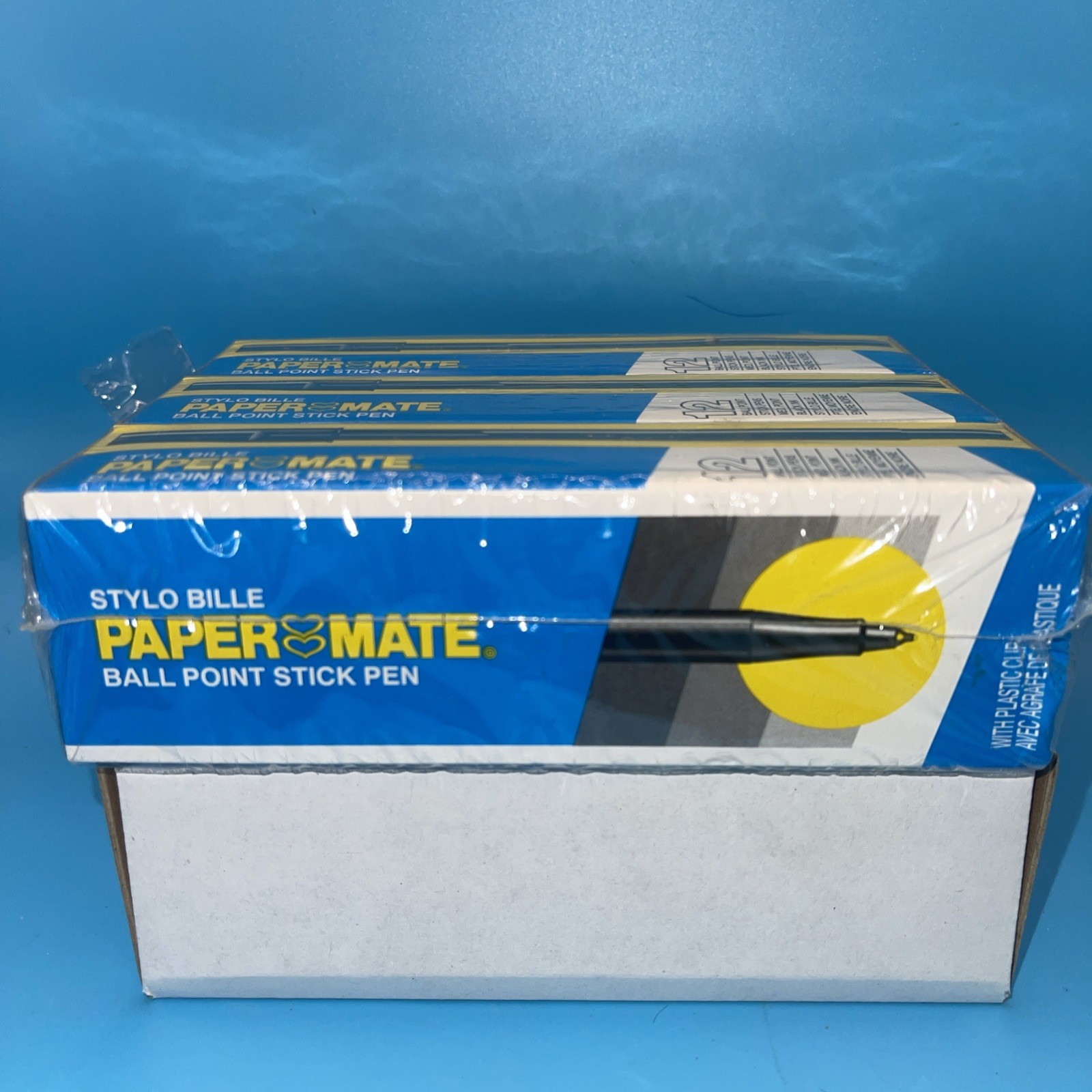 1990 STYLO BILLE PAPER MATE Ball Point Stick Pen #333 -11 Medium Black 3@12 = 36