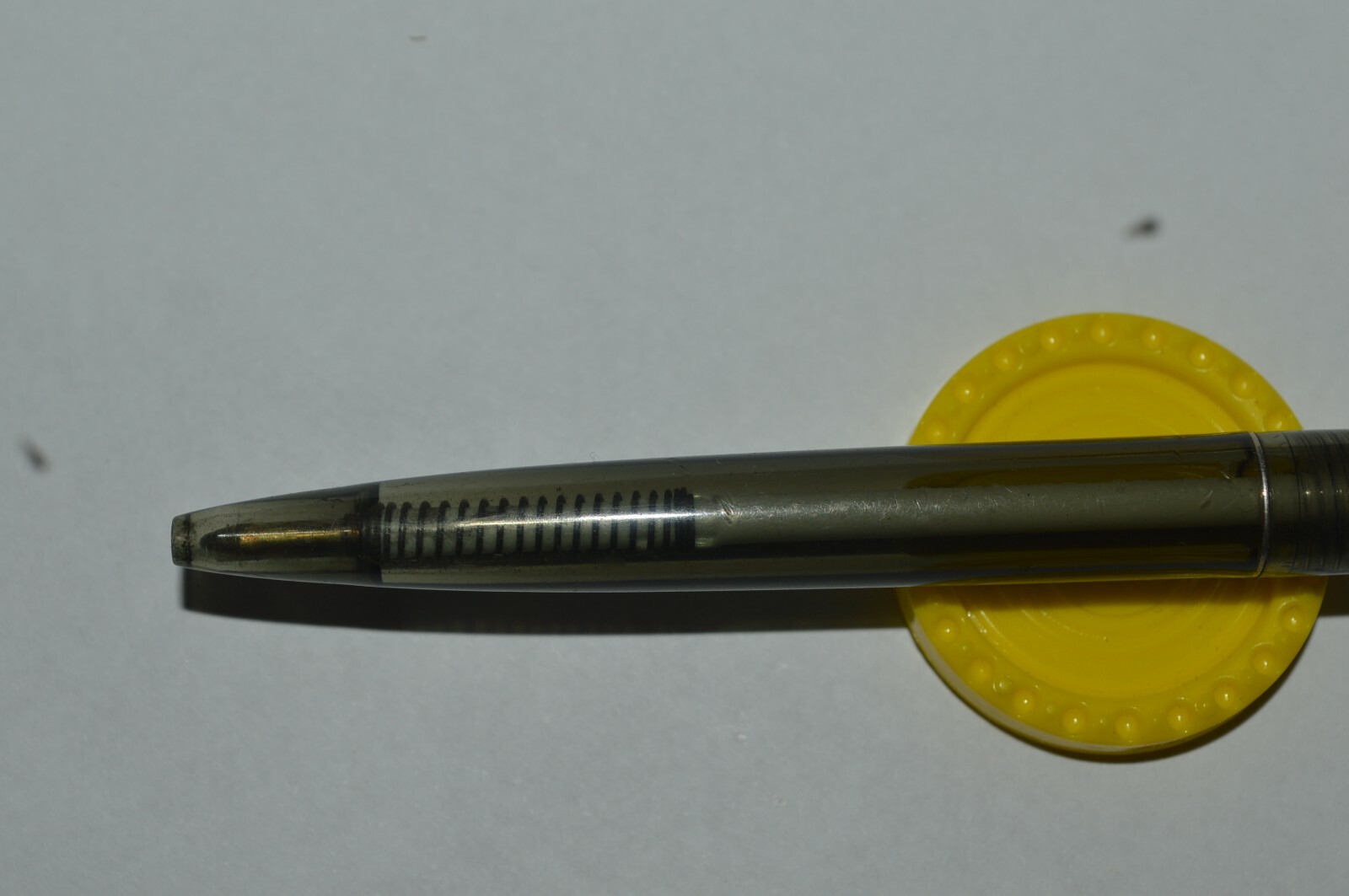 Bic Click TRANSLUCENT Ballpoint Pen Gray Mexico Light Used Very Good Condition