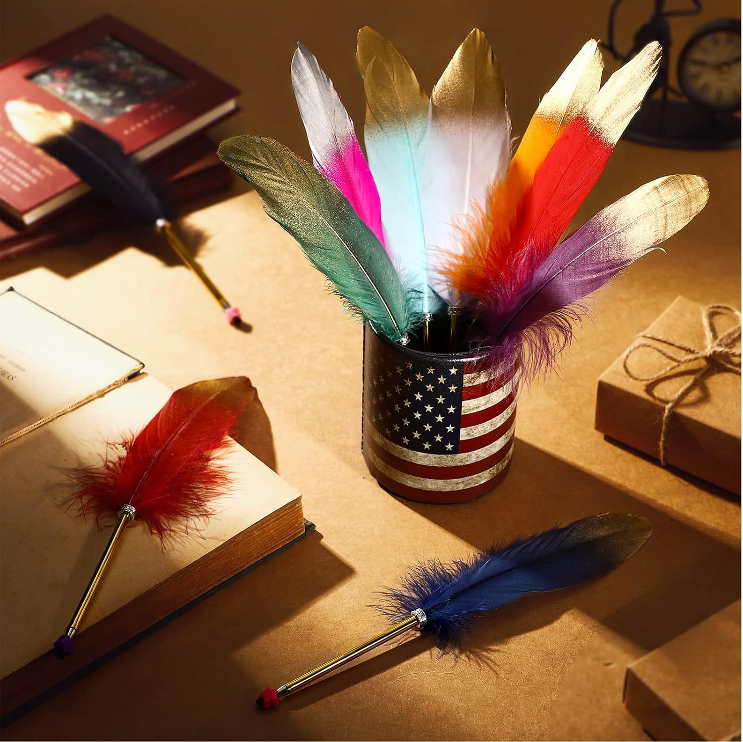 20 Pcs Feather Quill Pens Feather Ballpoint Pen Black Ink Vintage Quill Pen Wedd