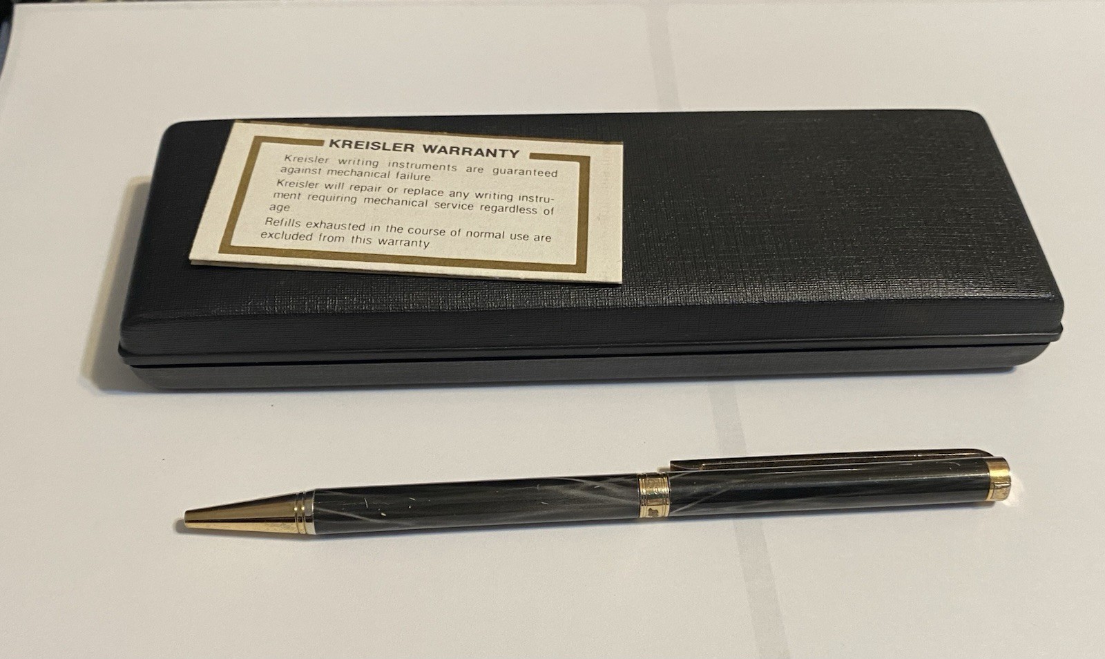 KREISLER Ball Point Pen in Box – Gray Swirl – New Fine Blk refill