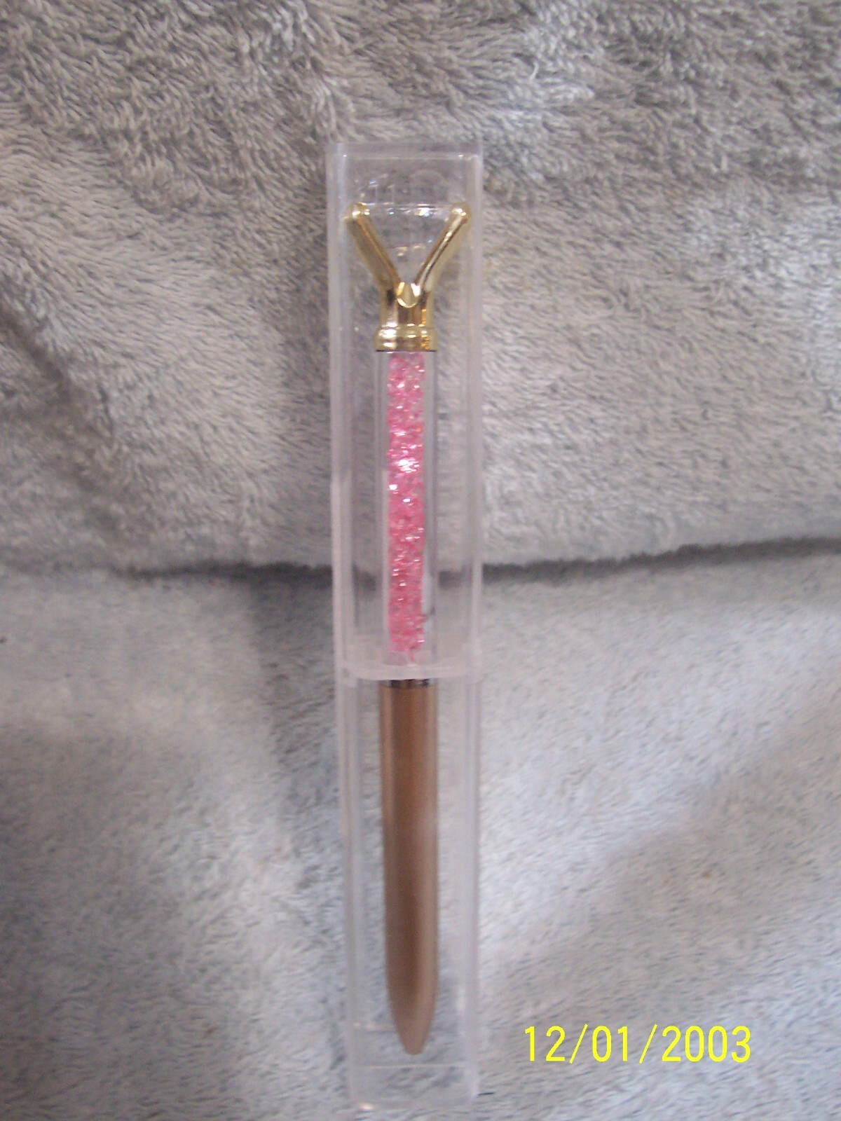 Season Of Love Diamond Pen Pink Light Bronze With Large Faux Diamond On Top New
