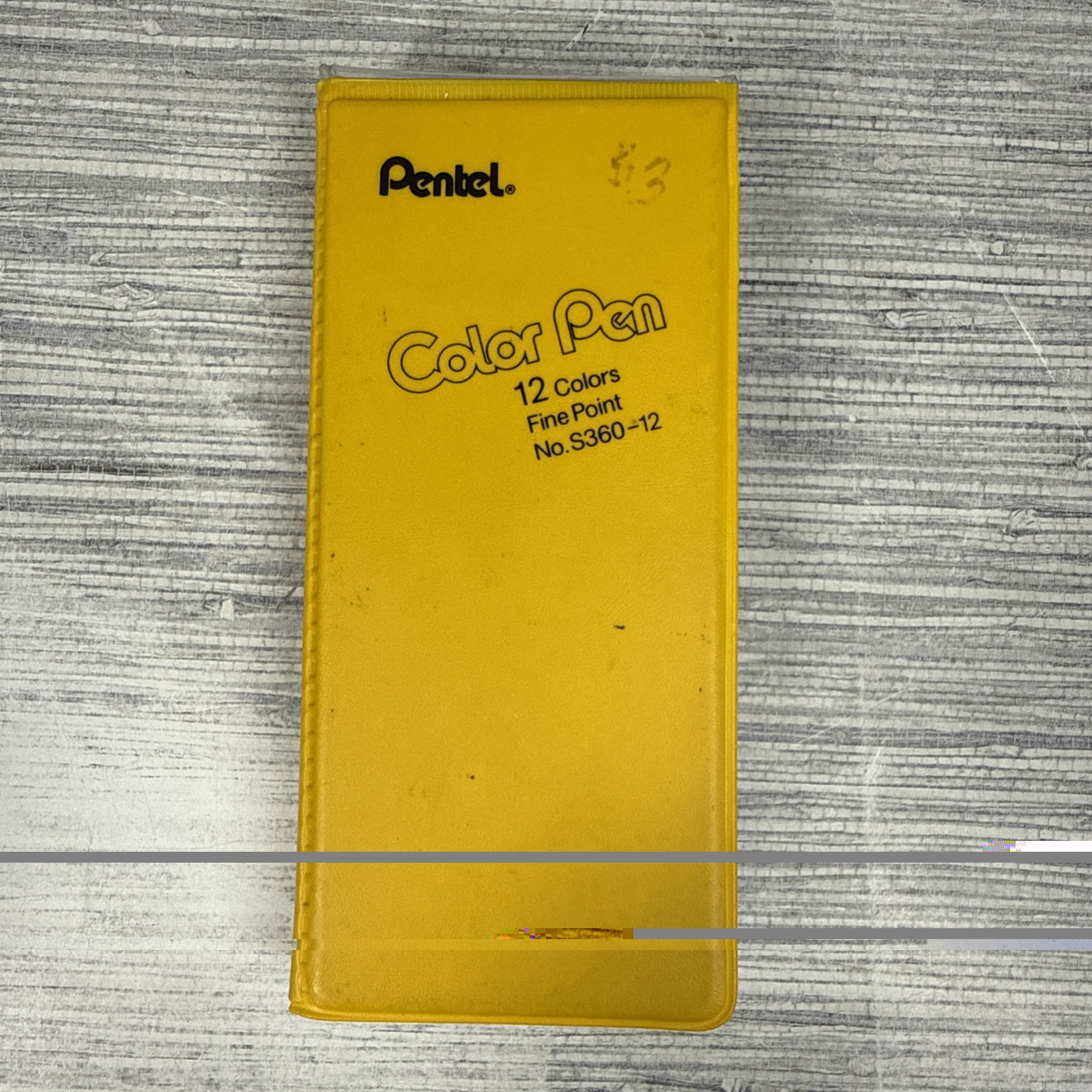 VTG 80’S PENTEL COLOR PENS/MARKERS S360-12 YELLOW Vinyl CASE Fine Point