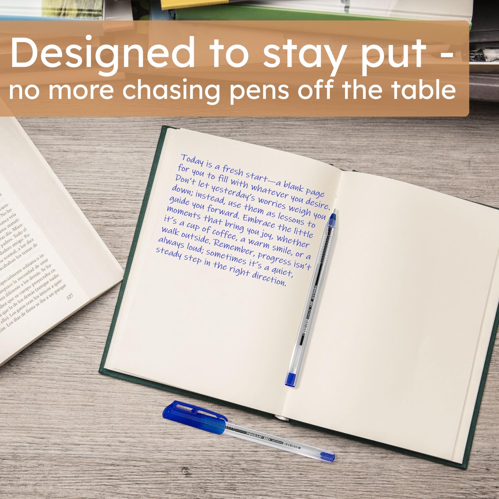 Pensan Blue Ballpoint Pens1.0 Mm Medium Point Blue Pens Ergonomic Triangle Grip