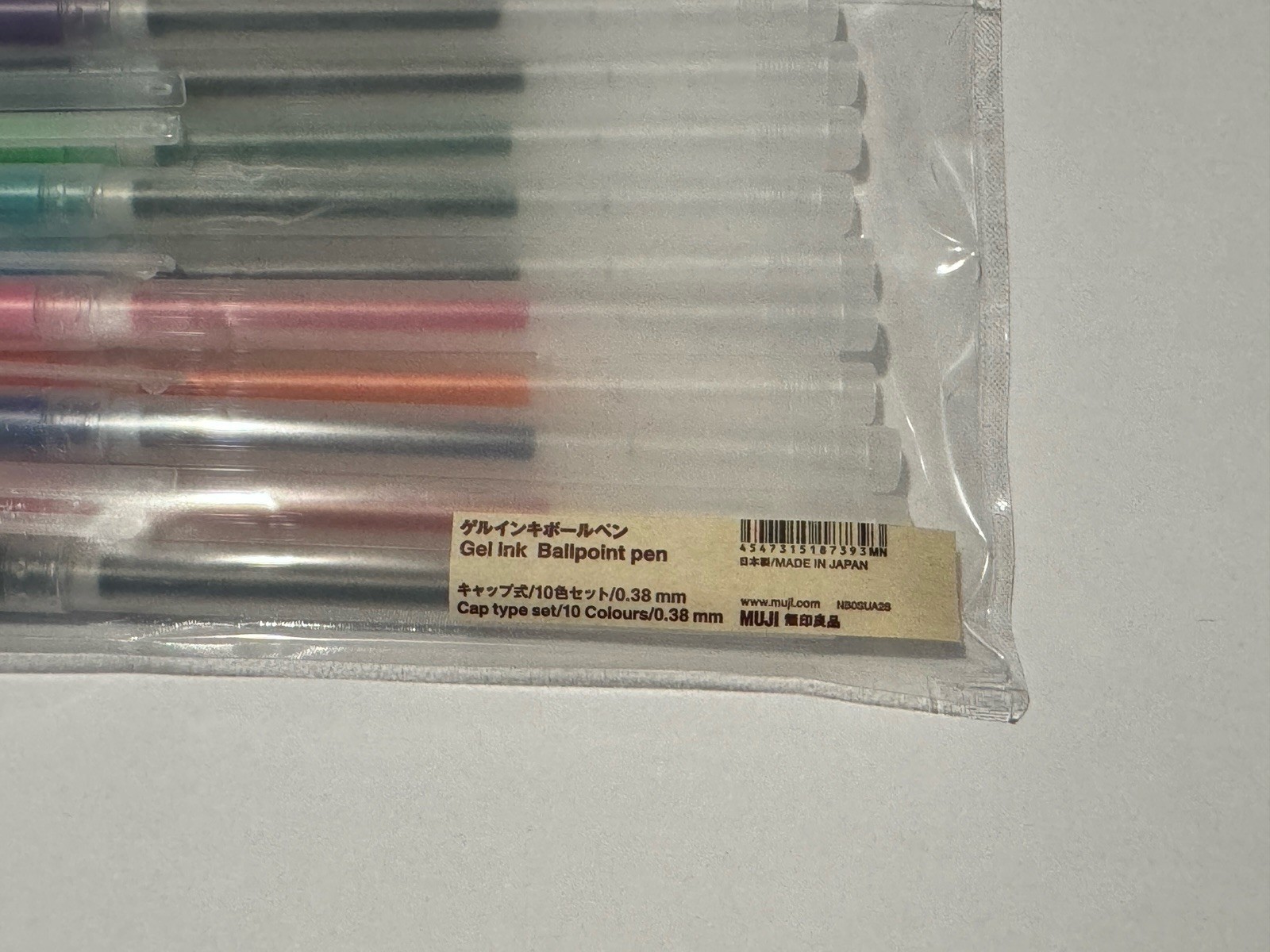 Muji Gel Ink 0.38mm Ballpoint Pen Cap Type – 10 Colors/Colours