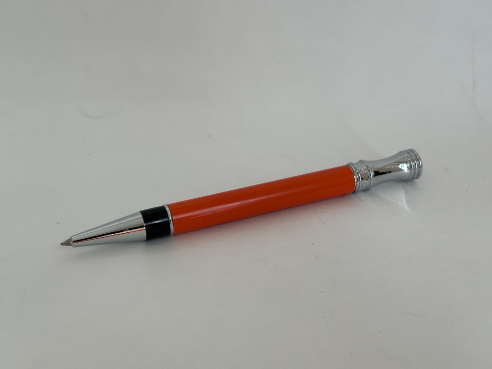 Vintage Rare Campo Marzio Ballpoint Pen Silver & Enamel Orange, Working