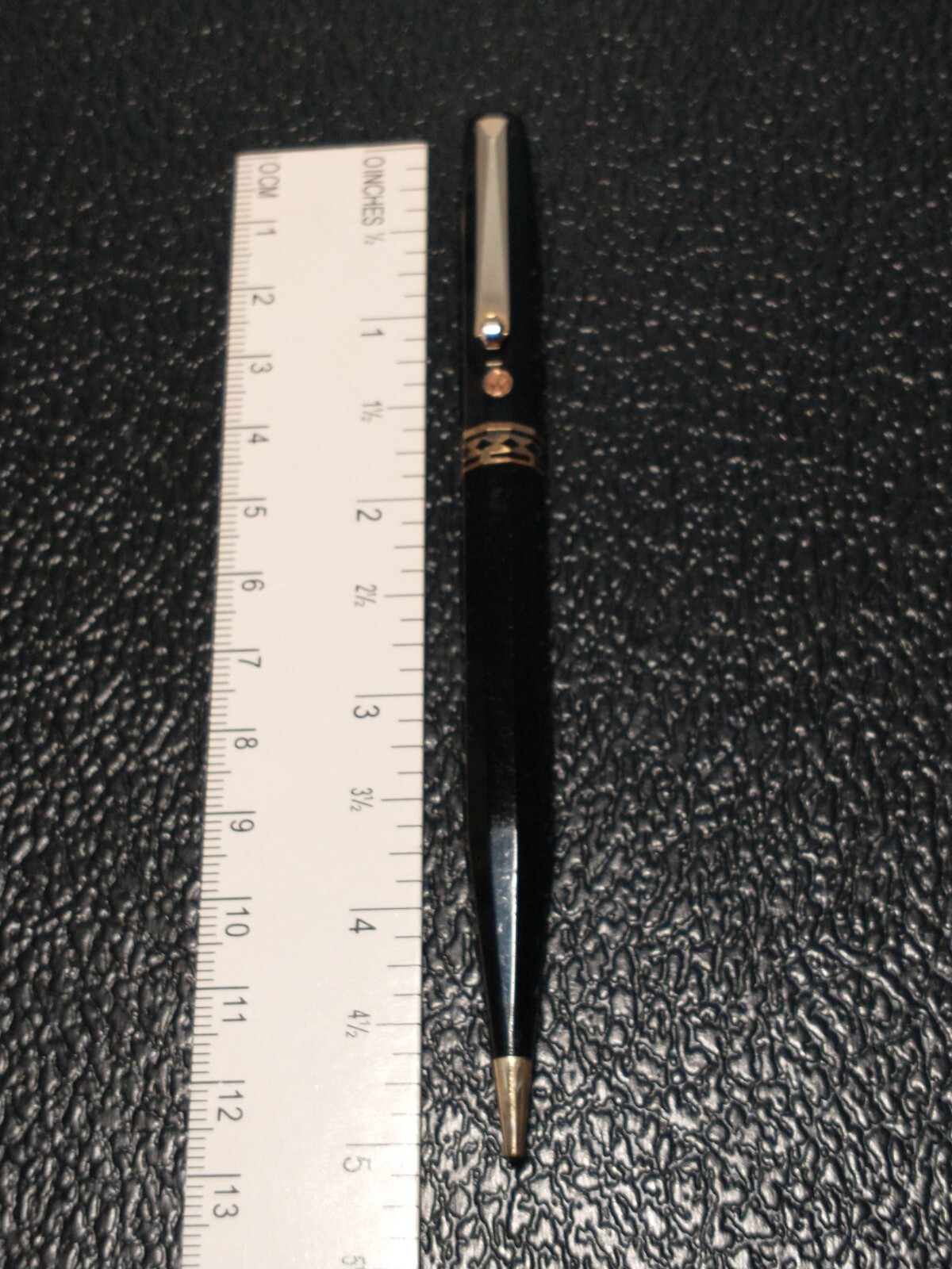WAHL EVERSHARP DORIC VINTAGE MECH PENCIL IN BLACK CELLULOID 14K GOLD FILLED TRIM