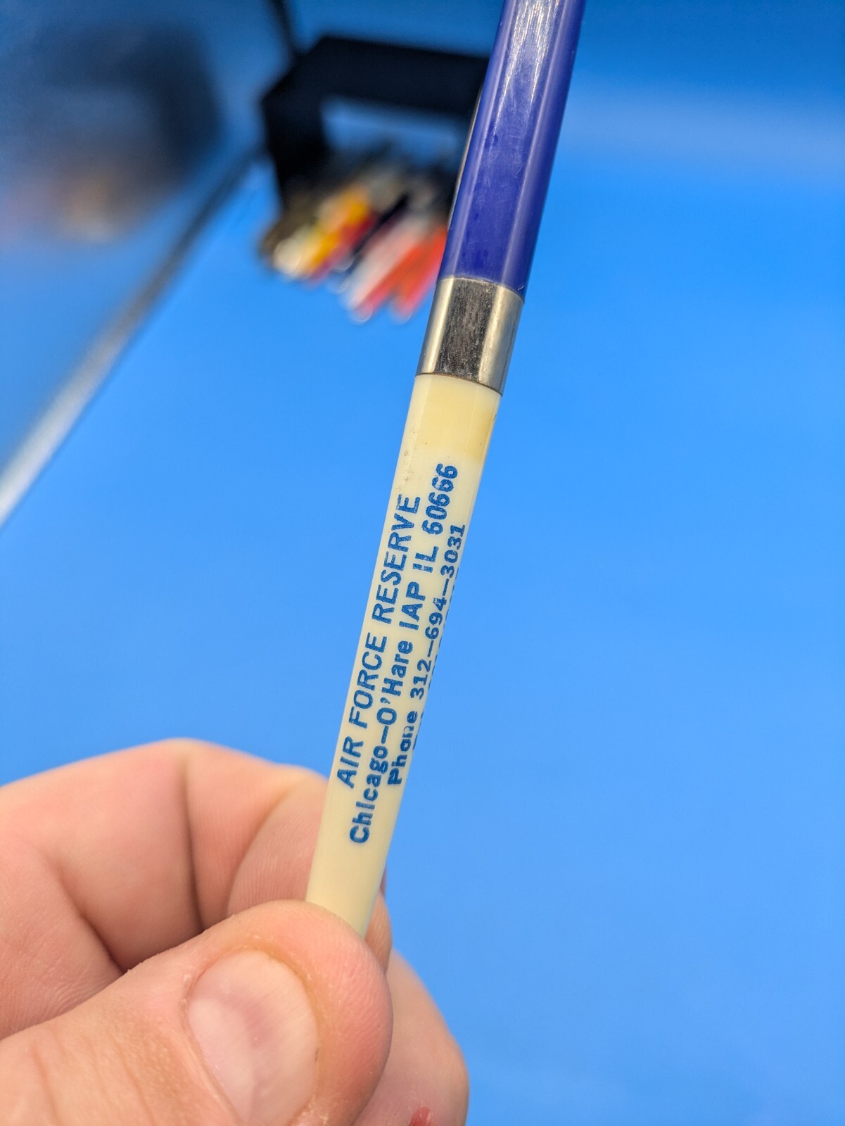 Vintage United States Air Force Reserves Blue White Advertisement Pen Chicago