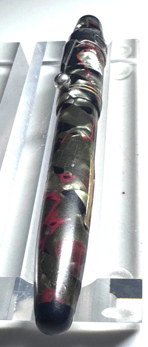 PARKETTE VINTAGE CELLULOID MECH PENCIL BLACK GREY SILVER RED COLLECTIBLE ANTIQUE
