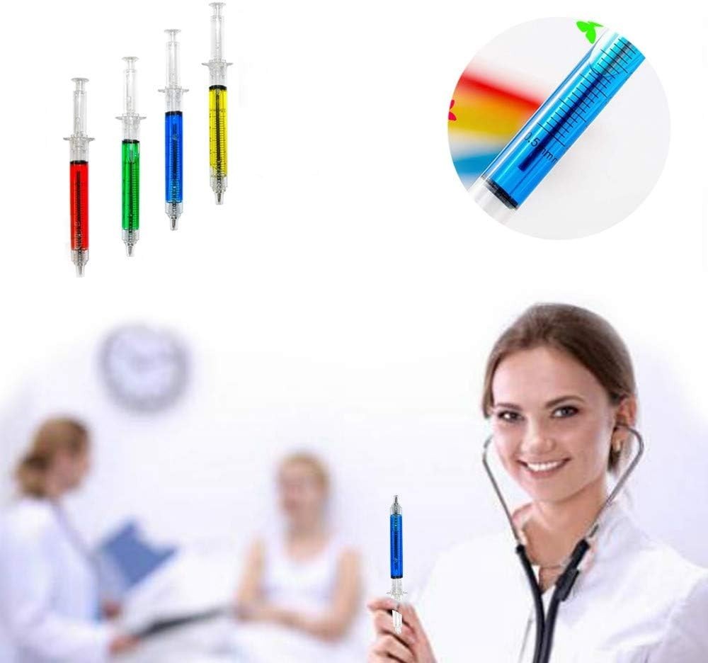 Sunangel Syringe Pens Bulk – 24 Pack Multicolor Black Ink Novelty Pens for Nurse