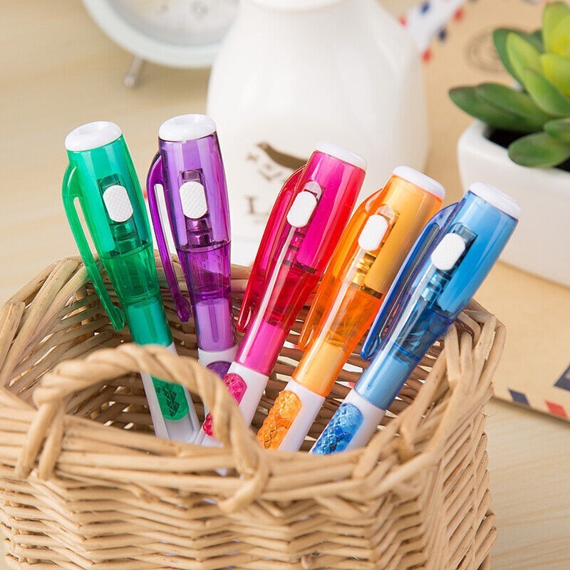 1pc Students Multifunctional Ballpoint Ball Point Pen With LED Flashlight Light-