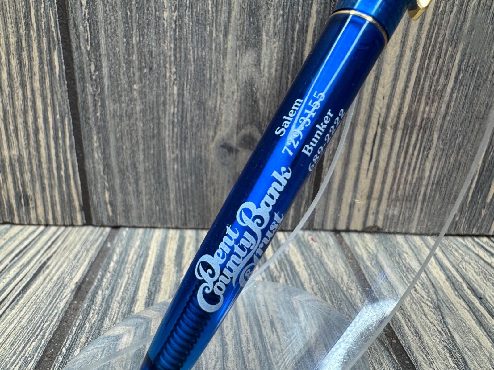 Dent County Bank Branded Click Blue Pen With Gold Clip