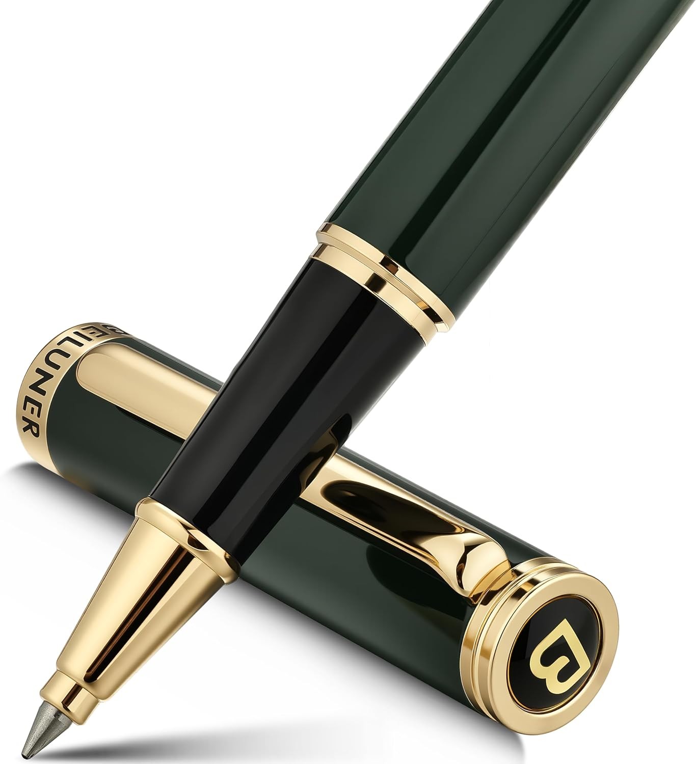 Luxury Rollerball Pen, Stunning Green Lacquer with 24K Gold ,Green and Gold