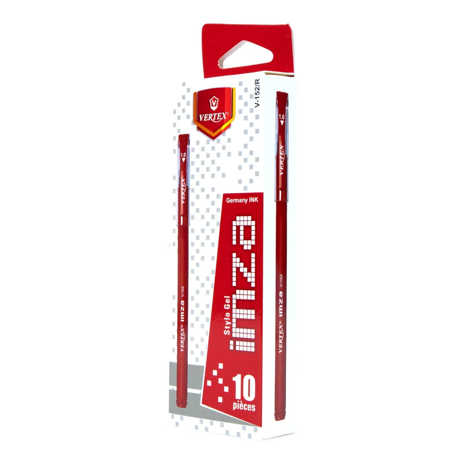 VERTEX IMZA Gel Pens Set 1.0mm Red Germany Ink Bulk 10 Boxes x 10 Pcs (100 Pens)