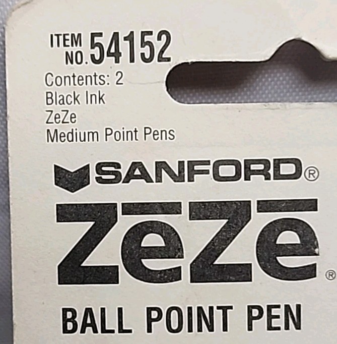 Vtg 1994Sanford Zeze 54152 Retractable Refillable Med. Point Blk Ink Rubber Grip