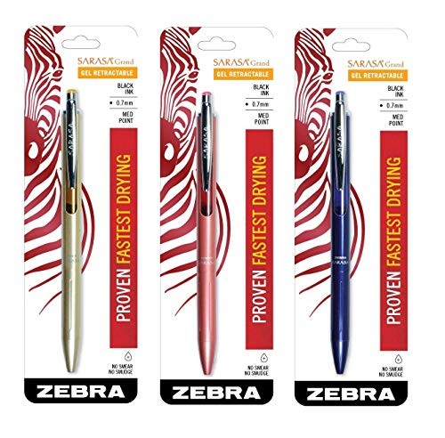 Retractable Gel Ink Pen, Gold Barrel, Medium Point,0.7mm,Black Ink,1-Count