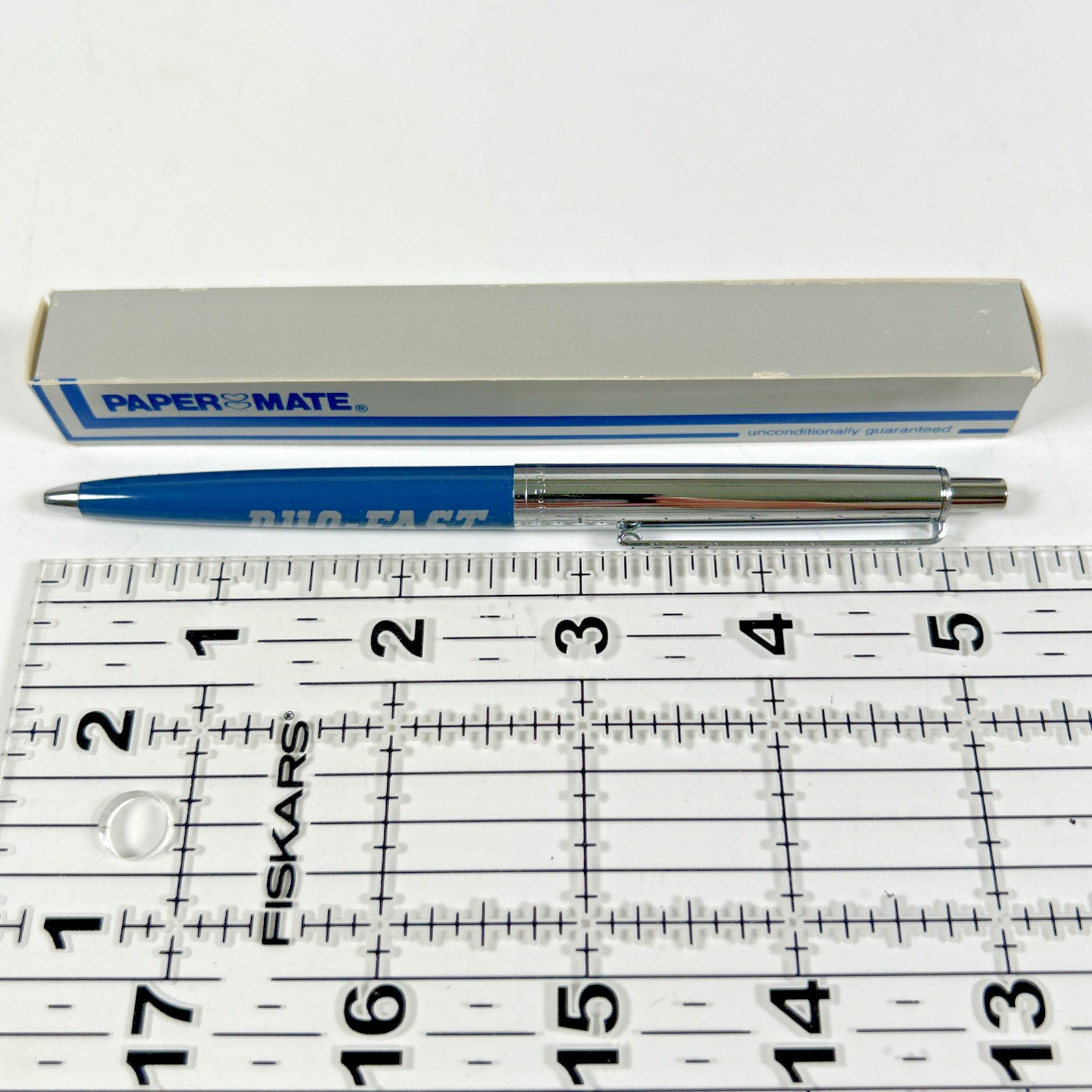 DOU-FAST Paper Mate Blue Chrome Slim Profile Double Heart Vintage Ballpoint Pen