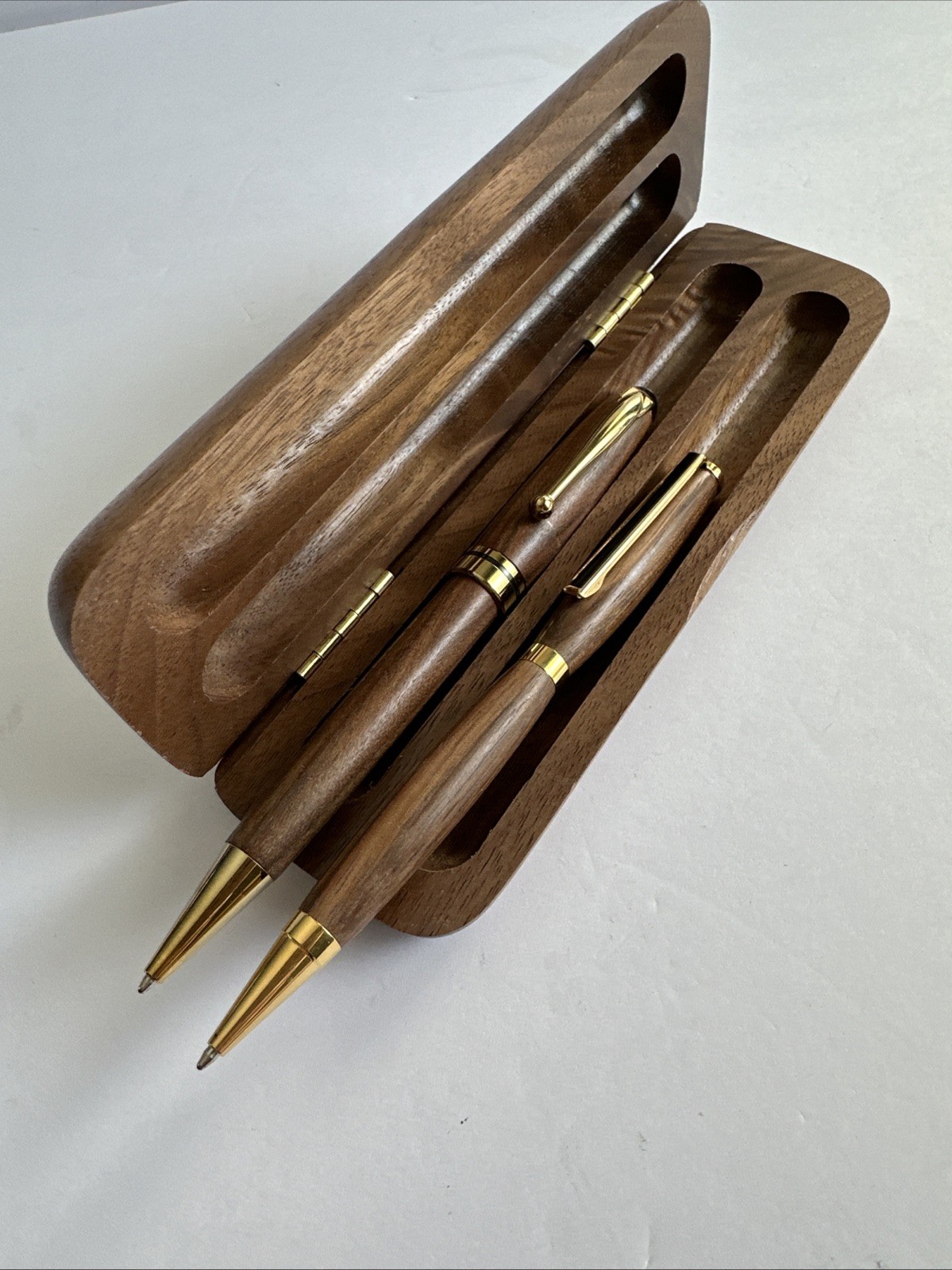 2-Piece Wooden Pen Gift Set – Black & Blue Ballpoint Pens