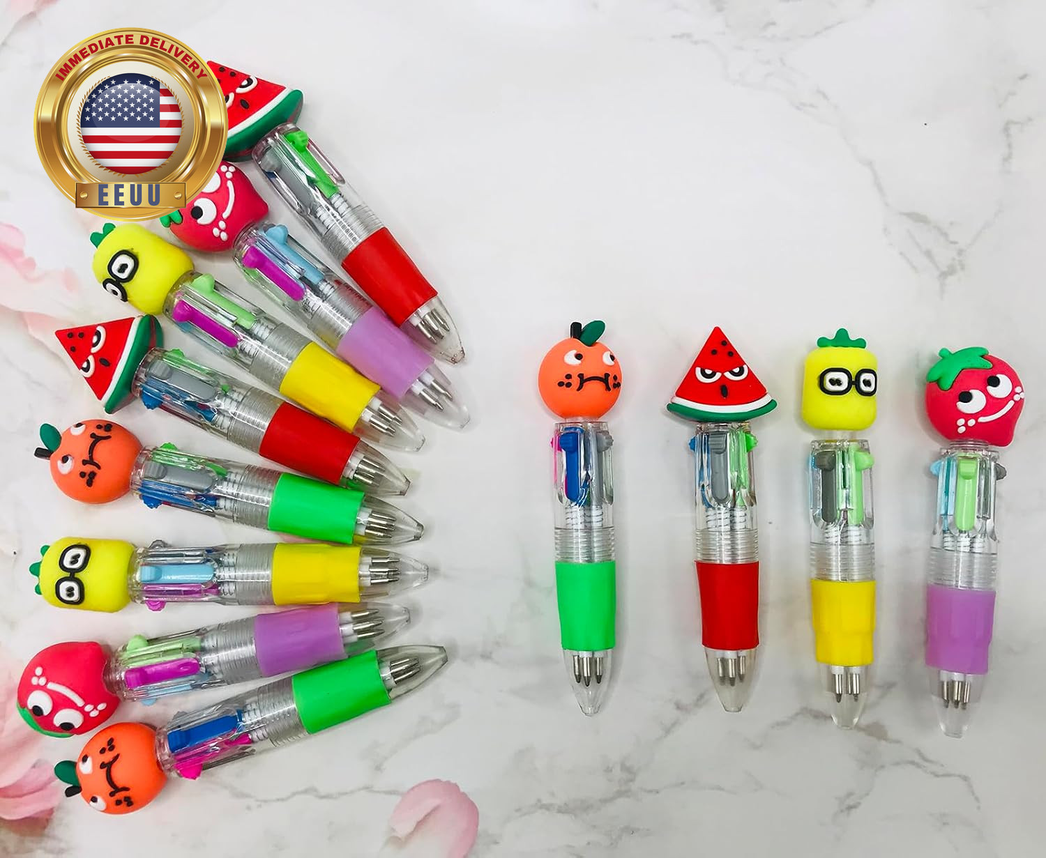 Mini Fruit Multicolor Pen in One 4-In-1, Bulk Strawberry Avocado Pineapple Assor