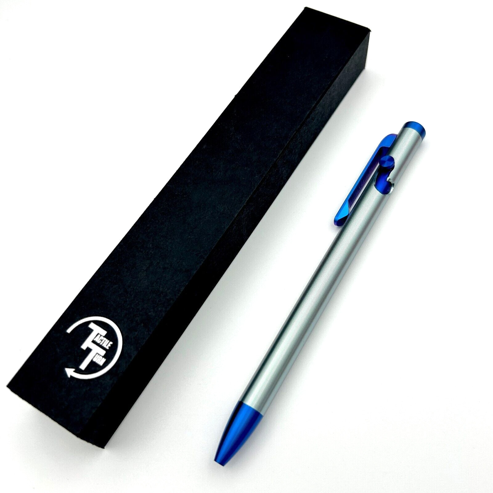 Tactile Turn – Titanium Slim Bolt Action Standard Size Pen Custom Blue & Grey