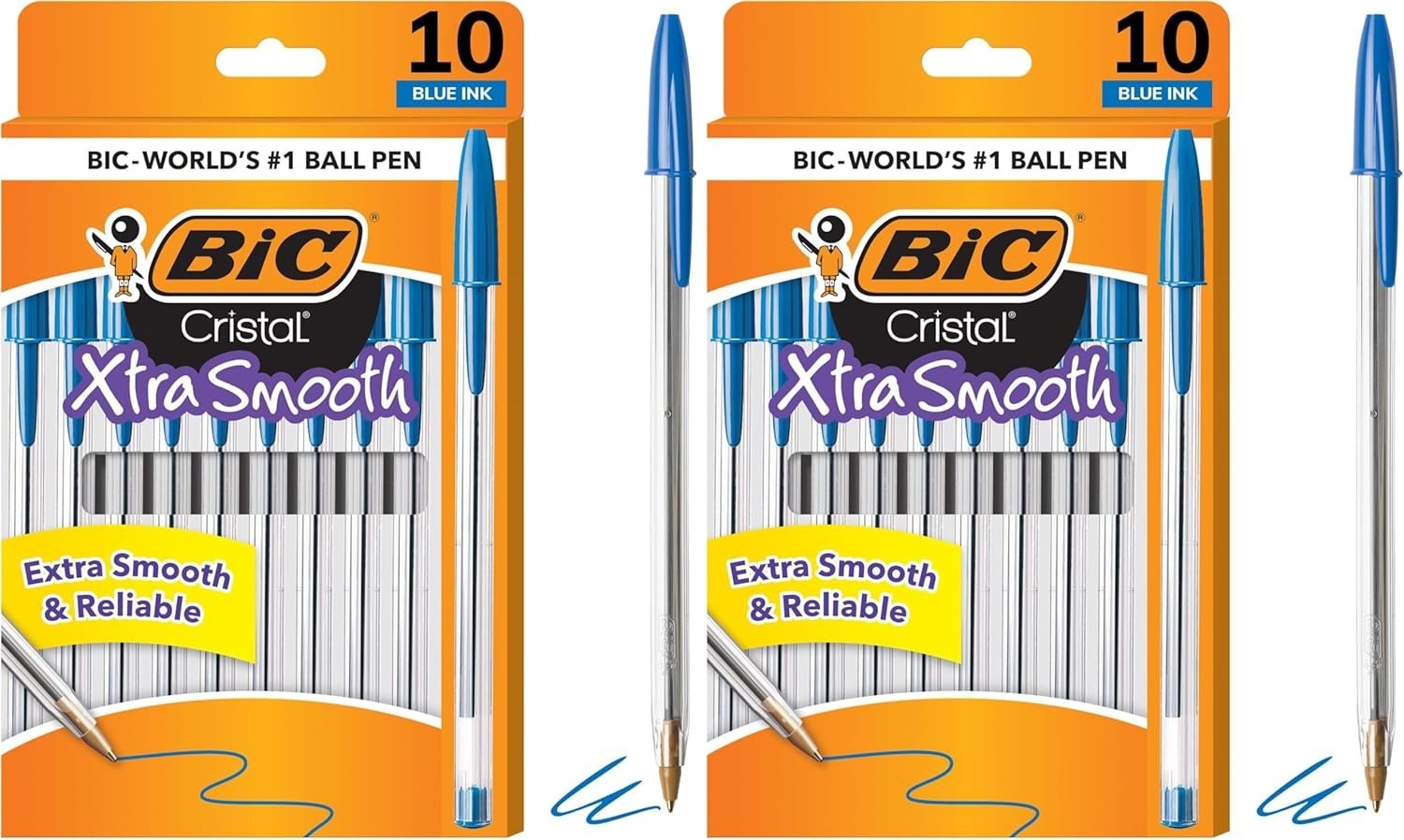 2 Pack of 10 Ballpoint Pen – Blue Ink Ball Point Pens for Office Writing School