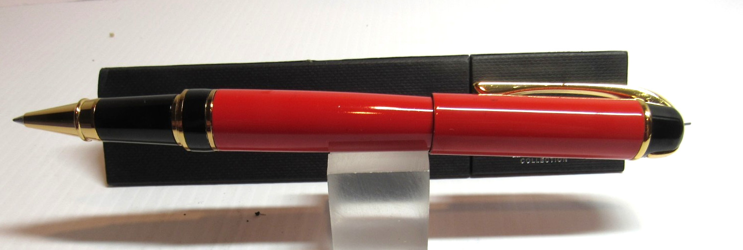 Bettoni Vintage NEW RED/GT Heavy Brass Body Rollerball Pen+Gift Box-Limited