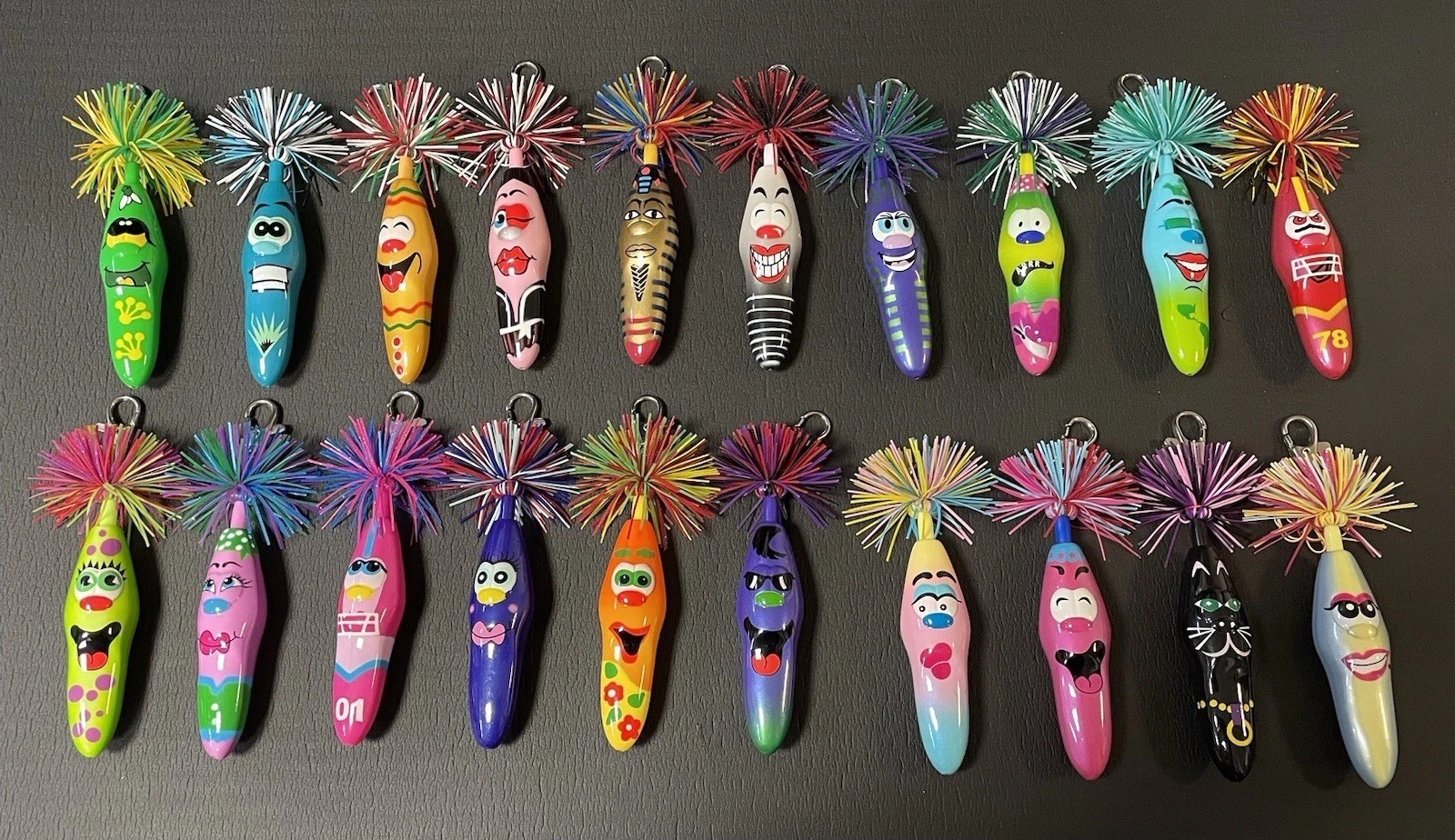 Vintage Lot of 20 Kooky Klickers Pens Keychain Toppers Flo Diego Onyx Tut Buddy