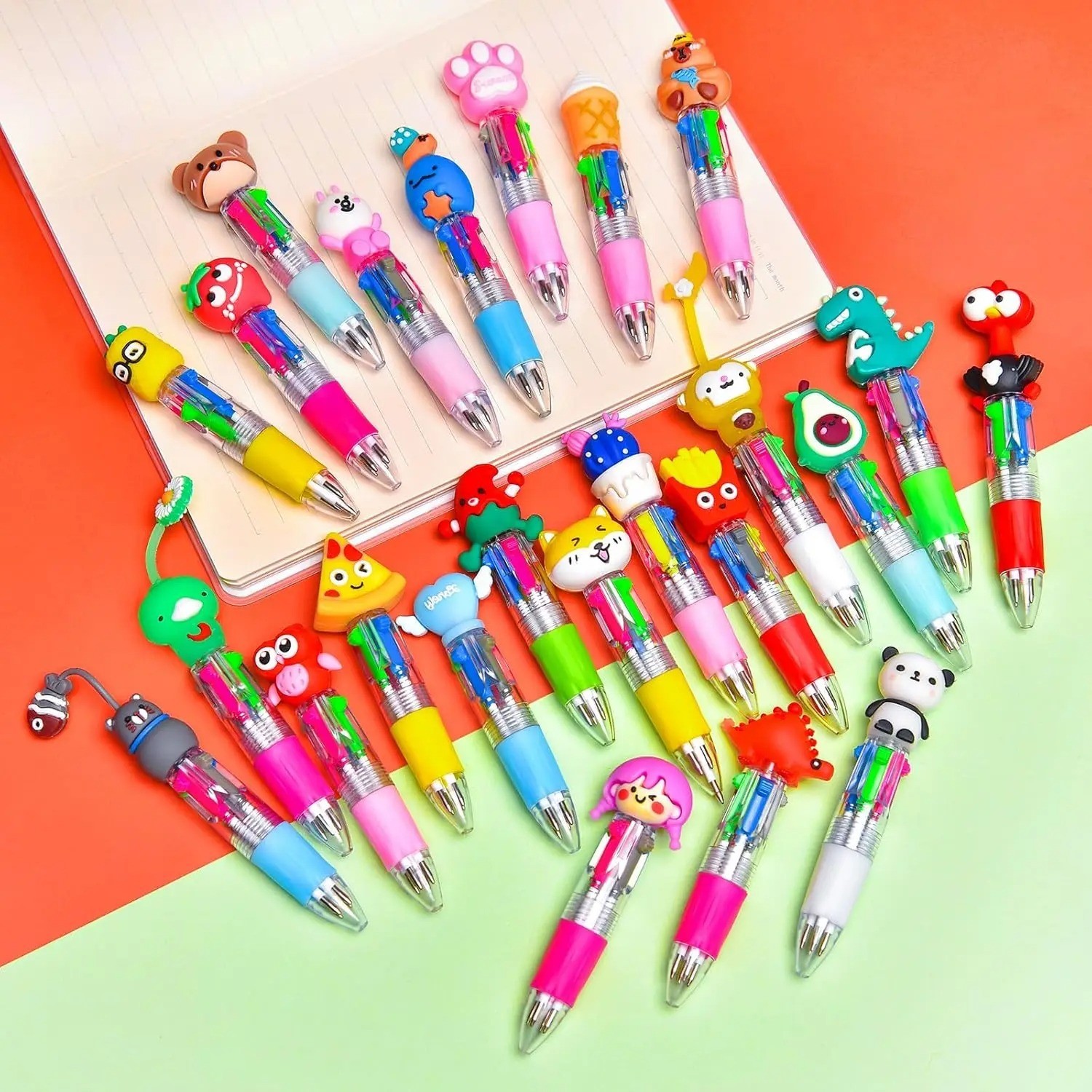 24 Pack Mini 4-in-1 Multicolor Pens, Cute Ballpoint Party Favors