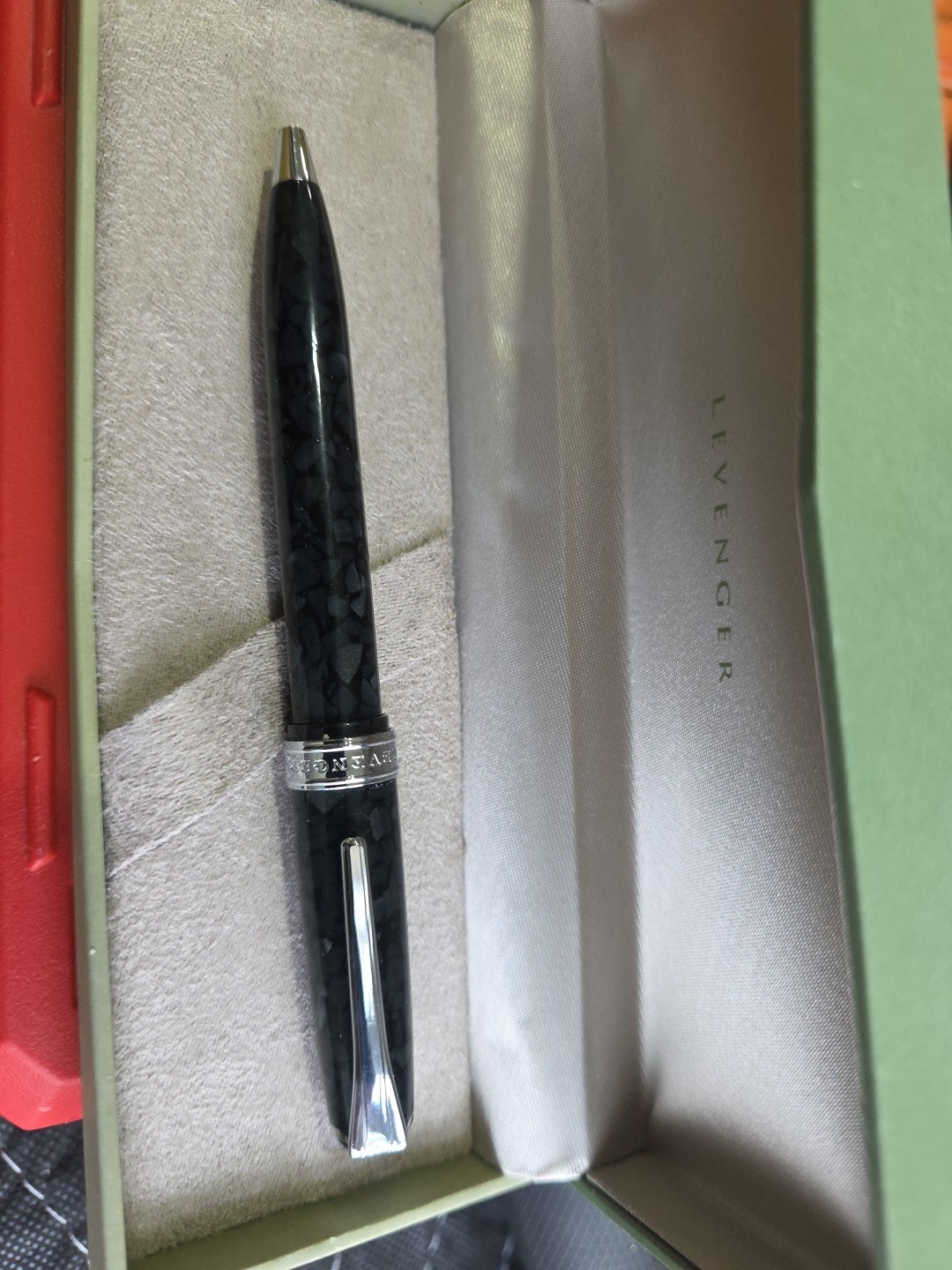 Levenger Black Mossaic Ballpoint Pen No Ink Generic Box