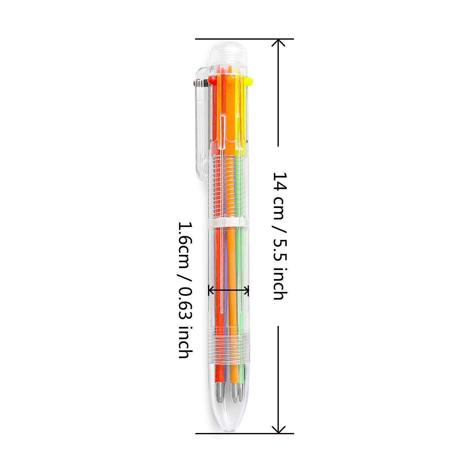 Hutou 4 Pack 0.5mm 6-in-1 Multicolor Ballpoint Pen 6 Colors Retractable Ballpoin