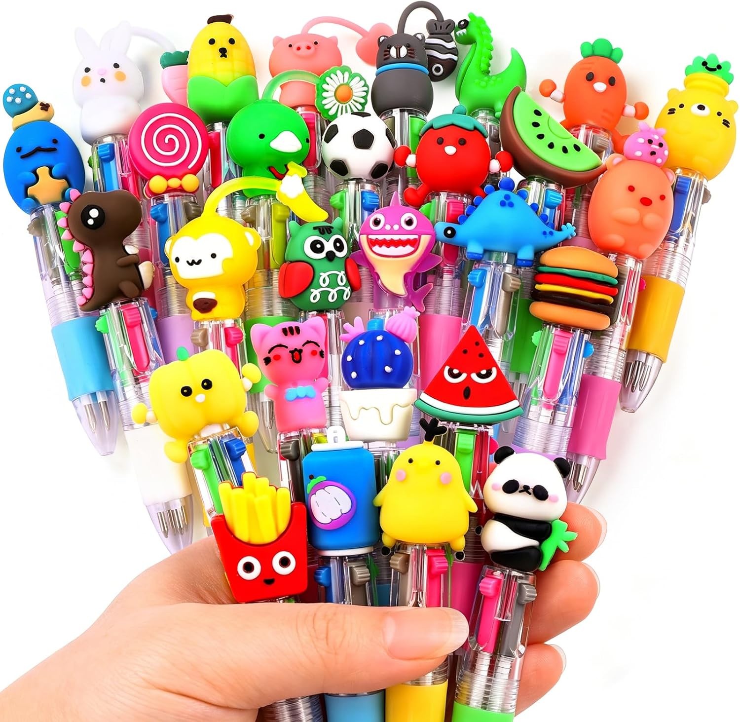 28PCS Fun Pens for Kids Multicolor Ballpoint Pen 4 Colors in One, Mini Cute Stat