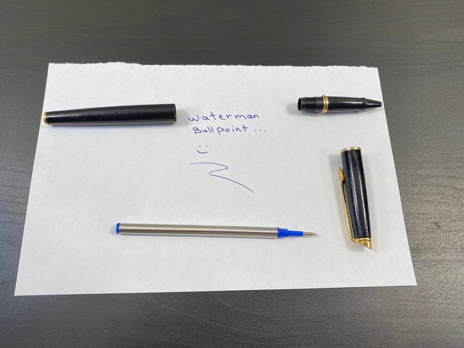 Blue Waterman Ballpoint Pen, Working Perfectly, Attractive Black and Golden Colo