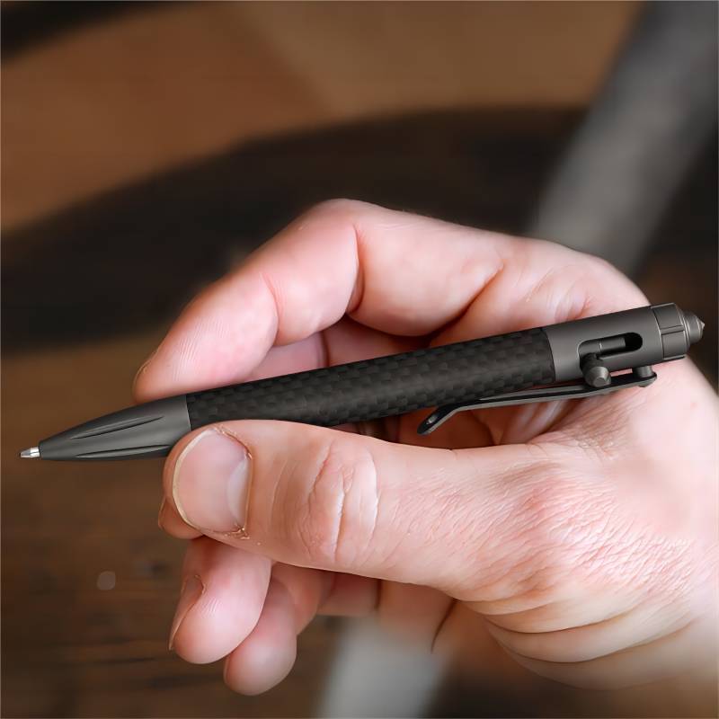 Titanium Carbon Fiber Ballpoint Pen Bolt Action Signing Writing Pocket Pen EDC