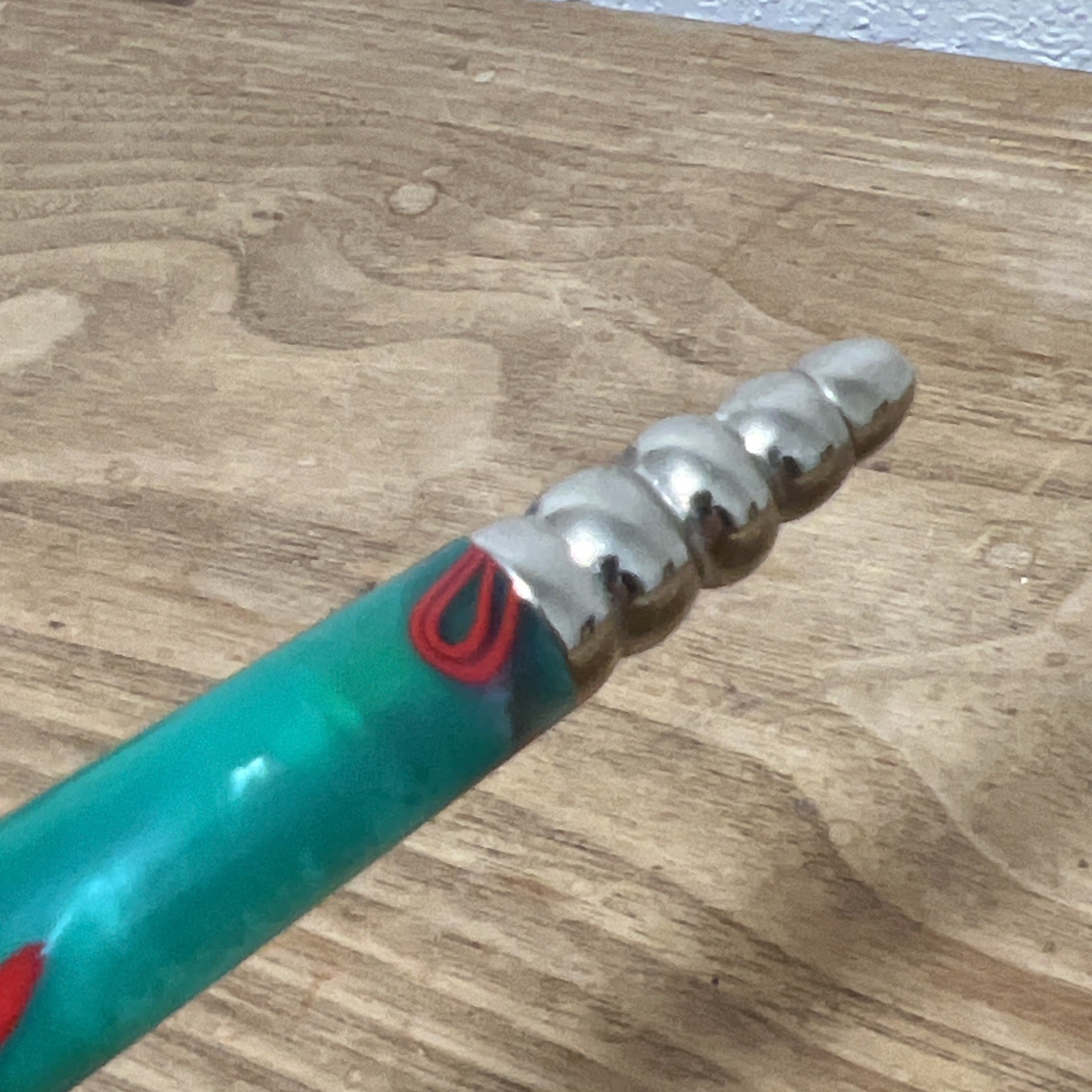 Jean Peierre LePine Zig Zag Ball Point Pen Green Red Silver Very Nice Works Grea