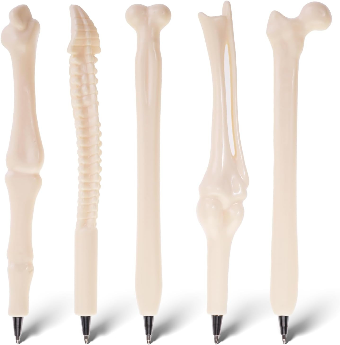 5 PCS Creative Novelty Bone Shape Ballpoint Pens, 1.0Mm Black Ink Bone Model Pen