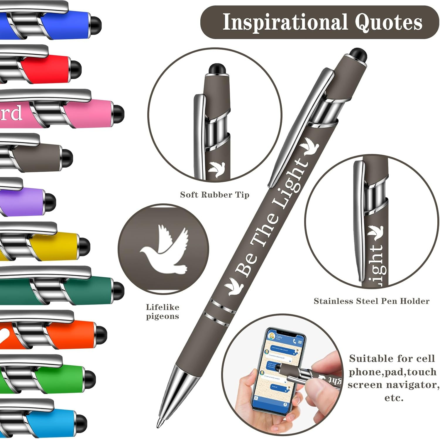 10 Pcs Ballpoint Pens Office Inspirational Quotes Snarky Screen Touch Stylus Pen