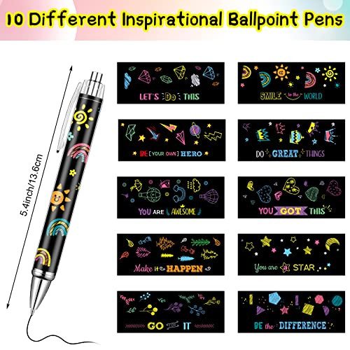 10 Pcs Inspirational Ballpoint Pens Retractable Funny Black Ink Pen Set with