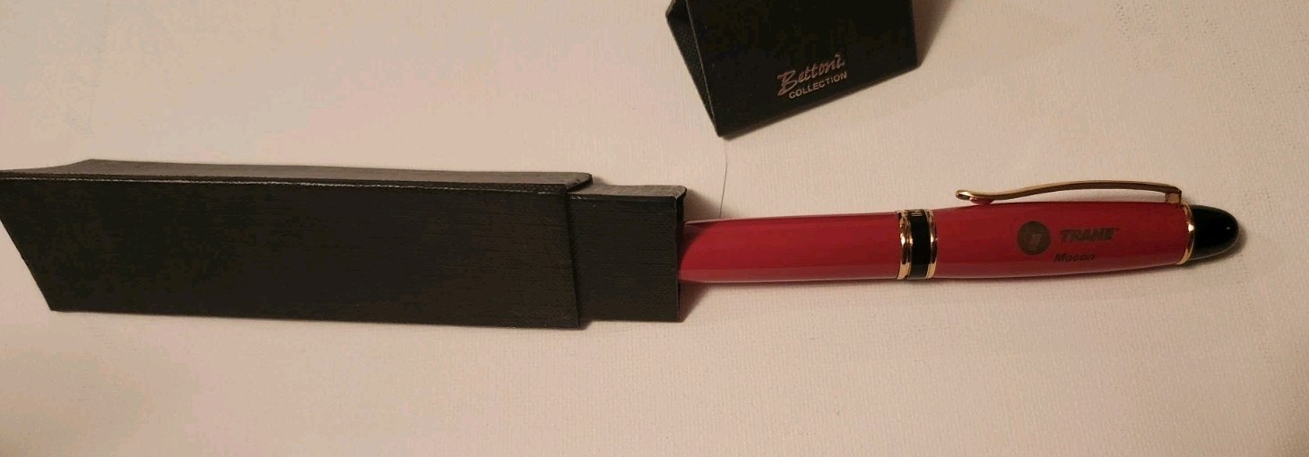 Bettoni Red Lacquer Commemorative Pen With Prism Shaped Case Vintage 1990s…