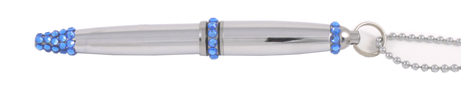 Mini Metal Twist Ballpoint Pen w/ 40″ Necklace and Swarovski Crystal Decoration