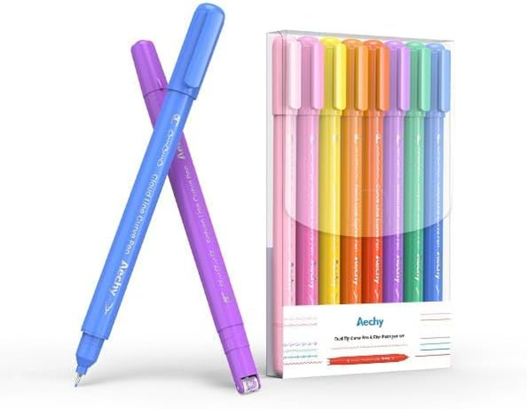 8PCS Curve Highlighter Pen for Note Taking, Dual Tip Pens with 8 Different Curve