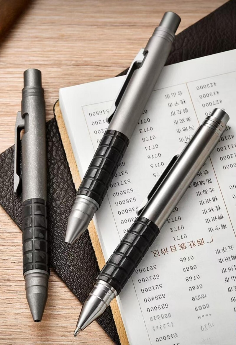 EDC Titanium Carbon Fiber Ballpoint Pen Bolt Action Signature Writing Pocket Pen
