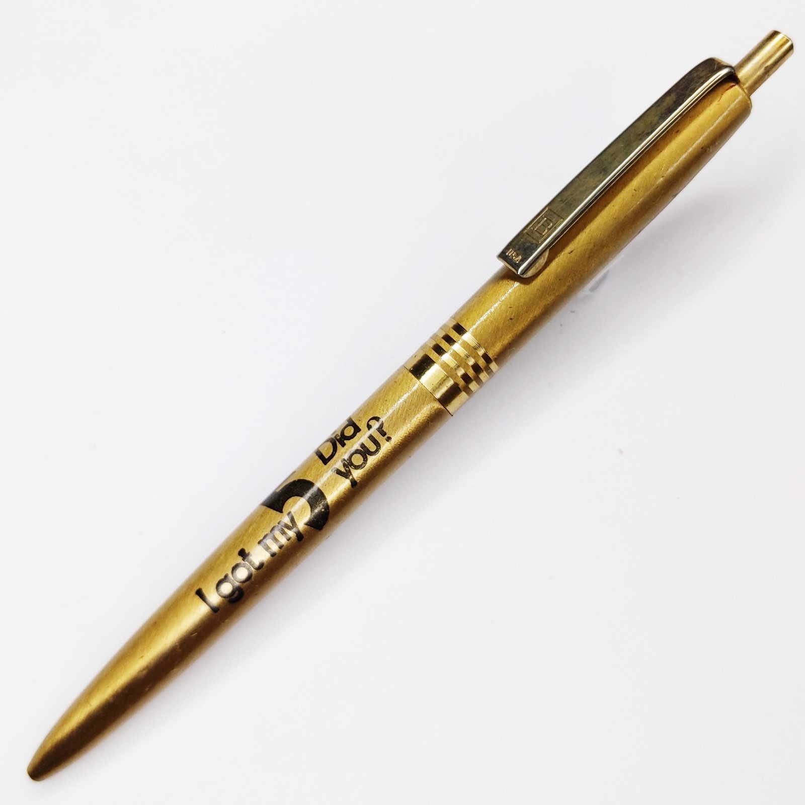 c1960s I Got My 5 Did You? Advertising Pen Weird Unknown Brass G5