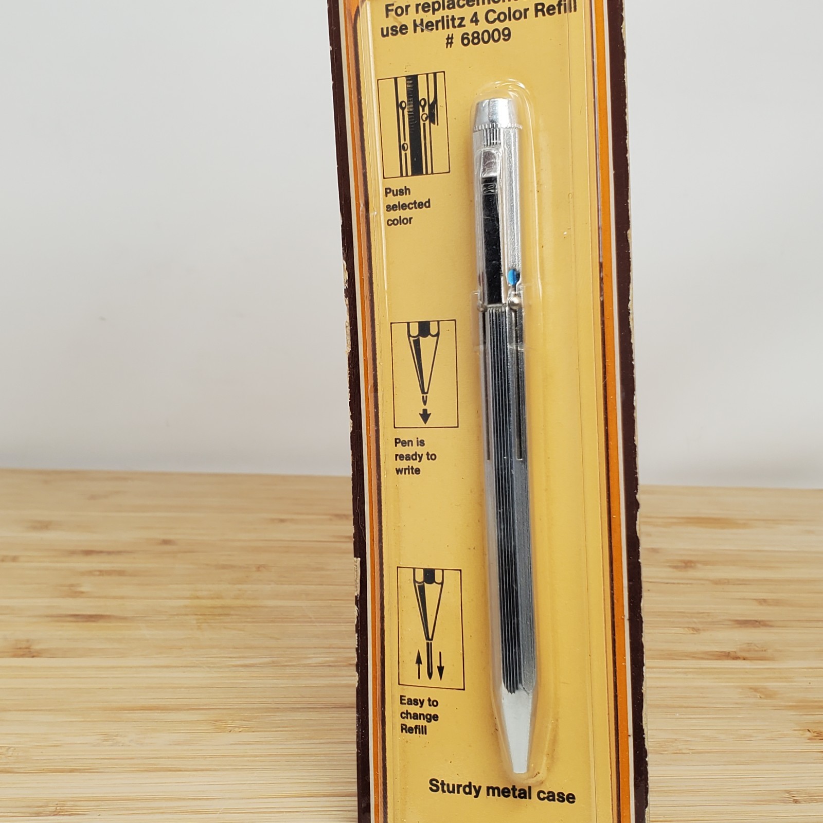 Vintage Herlitz 4 Color Ballpoint Pen Metal Case W Germany Multi Pen NOS