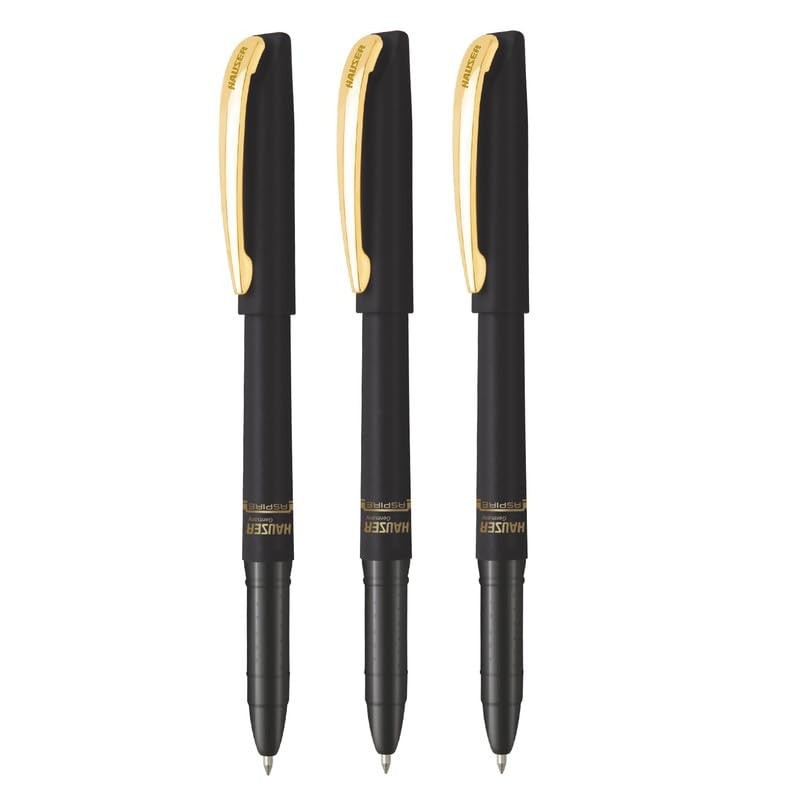 Hauser Aspire Metal Ball Pen Matt Black Body With Copper Trim Free Ship