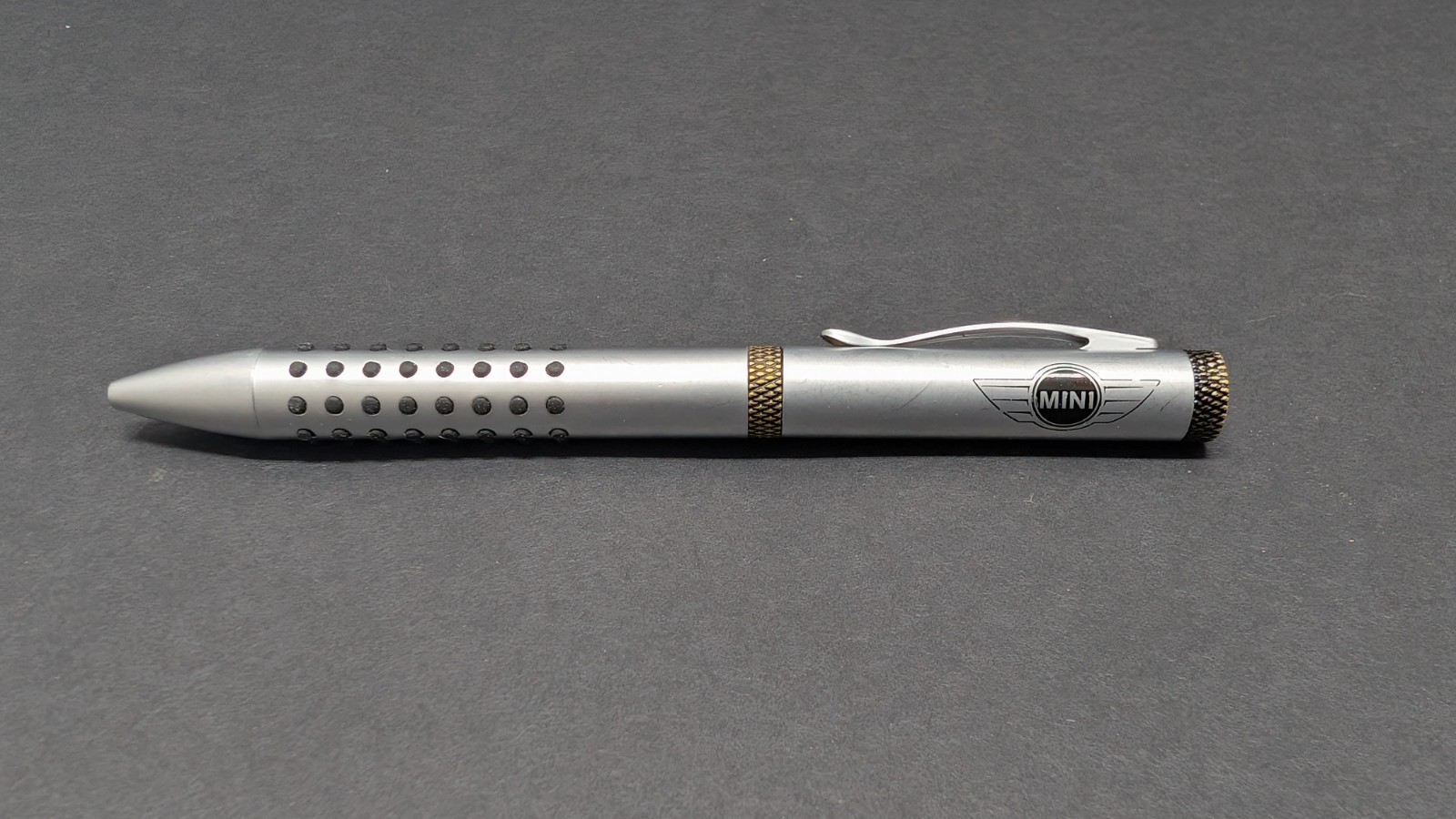 Mini Cooper Logo Ball Point Pen Silver & Black Heavy Metal Twist Automobile Car