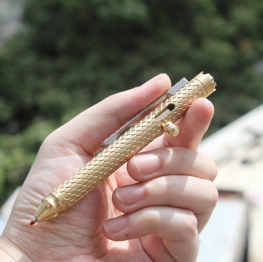 EDC Brass Bolt Action Ballpoint Pen Signature Writing Pen with Fidget Spinner
